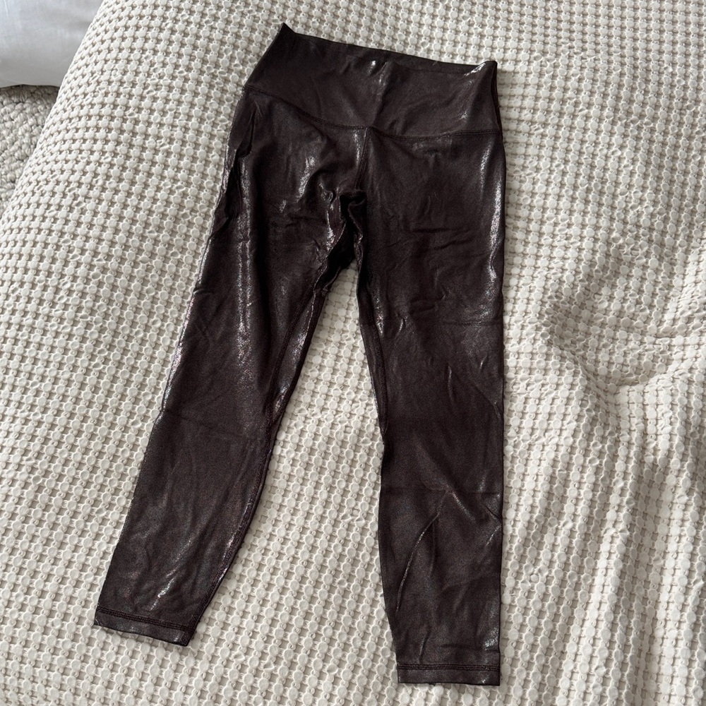LIKE NEW lululemon Align Shiny Chocolate Brown Shiny Leggings sz 8